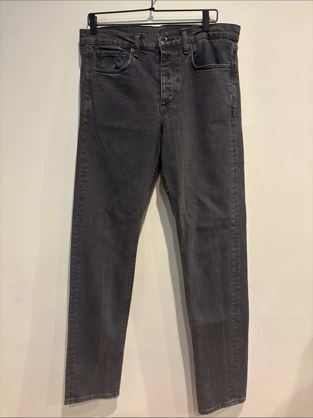 rag & bone Fit 2 Slim Denim Jeans 33 Grey Shelter Wash Button Fly Made in USA